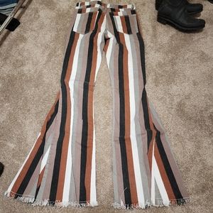 Womens Bell Bottom Pants Stripes